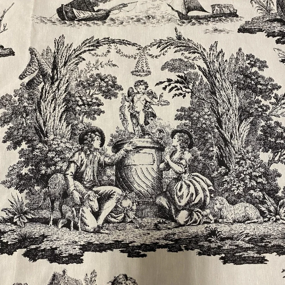 Vintage Fabric Waverly Rustic Life Toile County Scen French 2 Yd x57" Upholstery - Picture 9 of 13